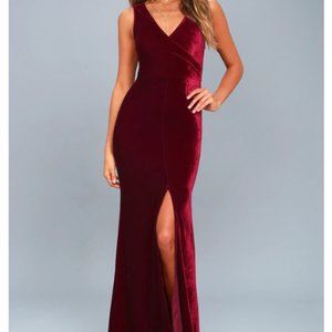 Lulus Size S Burgundy Velvet Maxi Dress